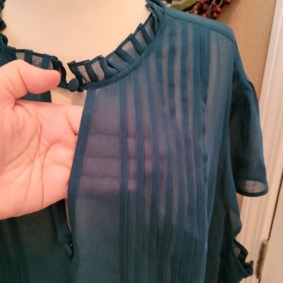 Modcloth Green dress Fall Winter 4X 4XL Semi Sheer Missing Slip - Picture 3 of 7